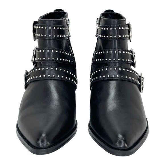 Aqua Blane Black Leather Womens Ankle Boots Size 7.5M - Picture 4 of 12